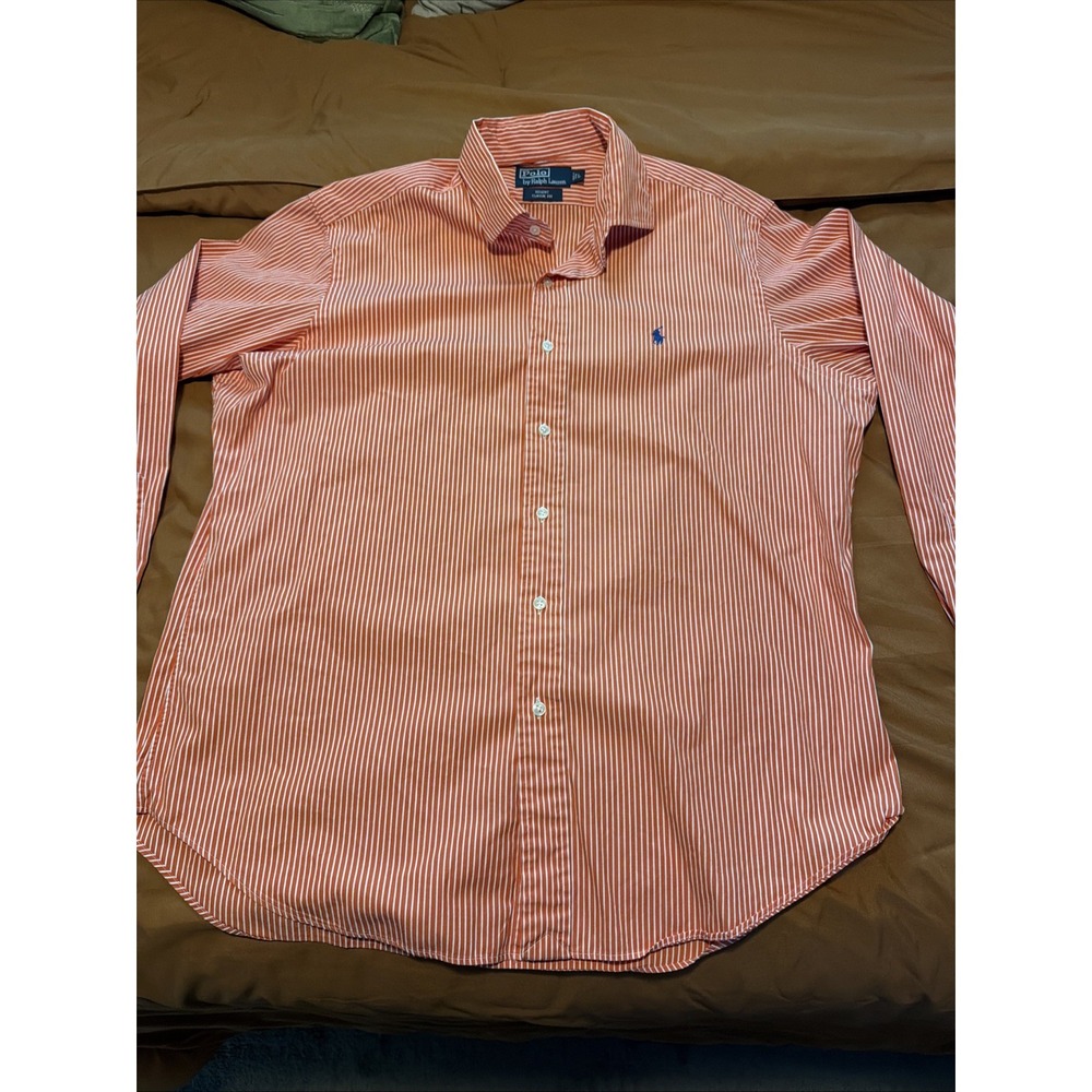 Polo Ralph Lauren Regent Classic Fit Size L Orange/White Stripe